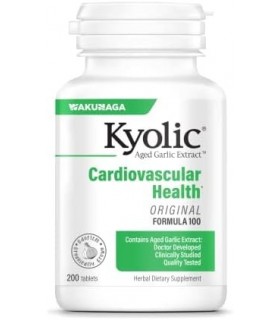 Fórmula de extrato de alho envelhecido Kyolic 100, cardiovascular, 200 comprimidos (a embalagem pode variar)