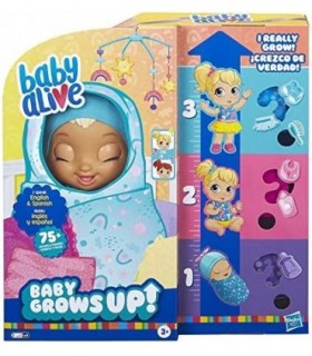 Baby Alive Baby Grows Up (Happy) - Happy Hope ou Merry Meadow, Growing and Talking Baby Doll, Toy with 1 Surprise Doll and 8 Acc