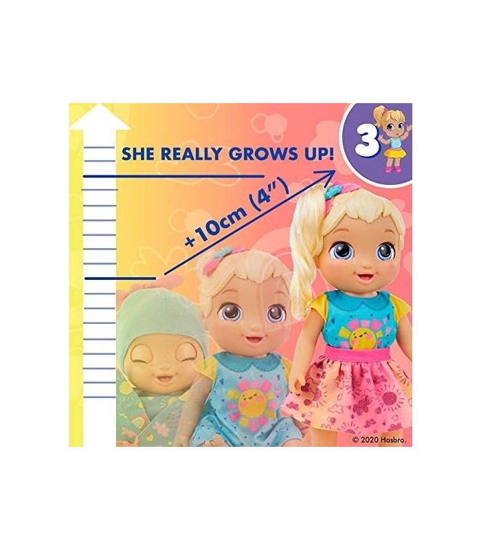 Baby Alive Baby Grows Up (Happy) - Happy Hope ou Merry Meadow, Growing and Talking Baby Doll, Toy with 1 Surprise Doll and 8 Acc