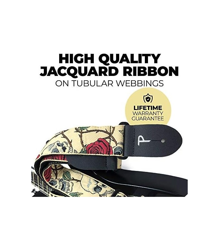 Alças de guitarra ajustáveis ??da Perriøs Leathers para crianças, homens e mulheres - Alça de guitarra jacquard para guitarras a