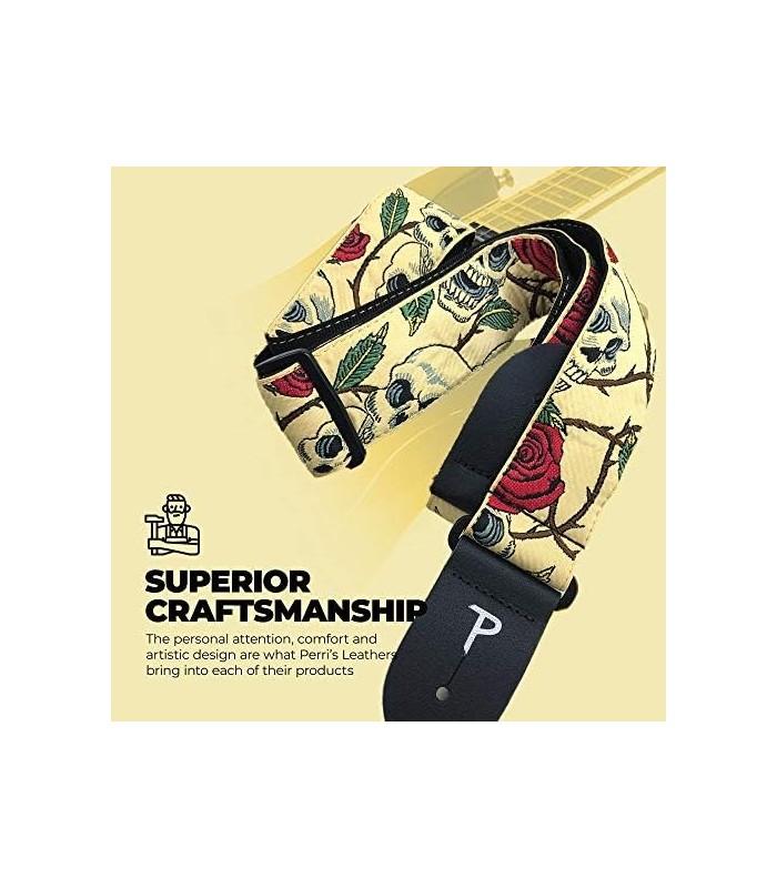 Alças de guitarra ajustáveis ??da Perriøs Leathers para crianças, homens e mulheres - Alça de guitarra jacquard para guitarras a