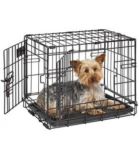 Casas MidWest para animais de estimação Caixa para cães iCrate de porta única e dupla recém-aprimorada, inclui bandeja à prova d