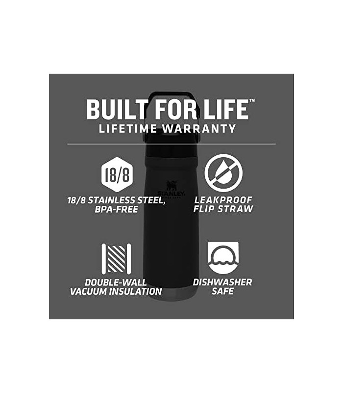 Jarro de água de aço inoxidável Stanley IceFlow com canudo, garrafa de água isolada a vácuo para casa e escritório, copo reutili