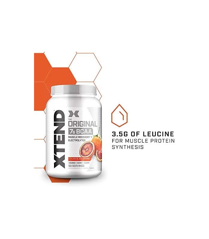 XTEND BCAA Powder Italian Blood Orange - Bebida de recuperação muscular pós-treino sem açúcar com aminoácidos - 7g BCAAs para ho