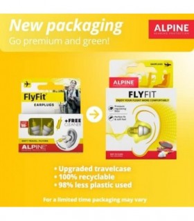 Alpine FlyFit - Tampões de ouvido para aliviar a pressão e prevenir dores de ouvido durante o vôo - Essenciais para viagens de a
