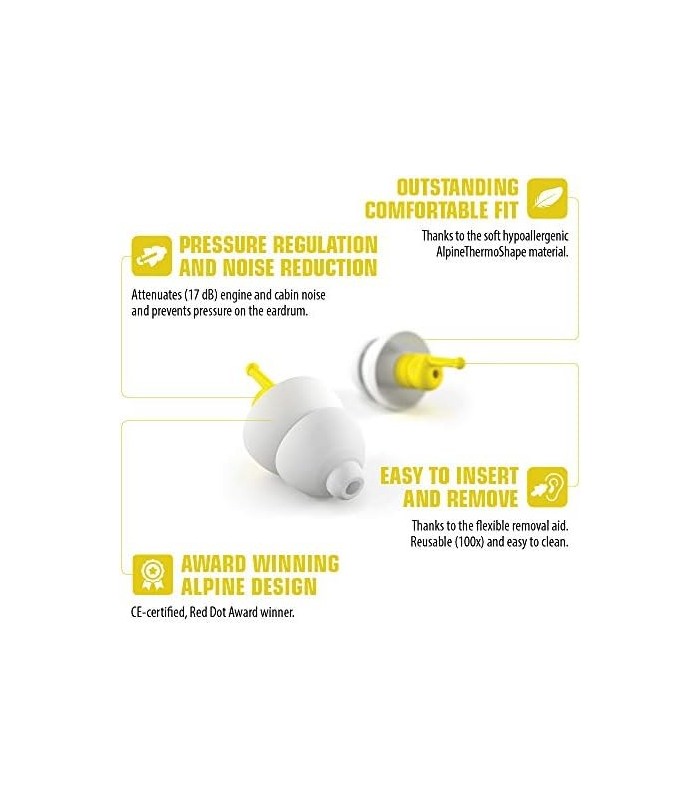Alpine FlyFit - Tampões de ouvido para aliviar a pressão e prevenir dores de ouvido durante o vôo - Essenciais para viagens de a