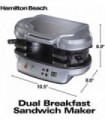 Sanduicheira de café da manhã dupla Hamilton Beach com temporizador, prata (25490A)