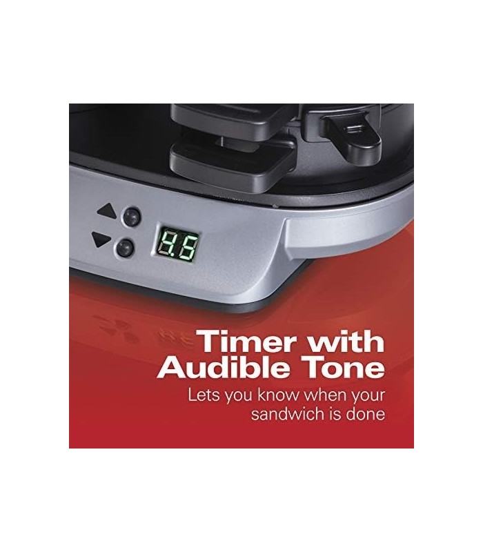 Sanduicheira de café da manhã dupla Hamilton Beach com temporizador, prata (25490A)