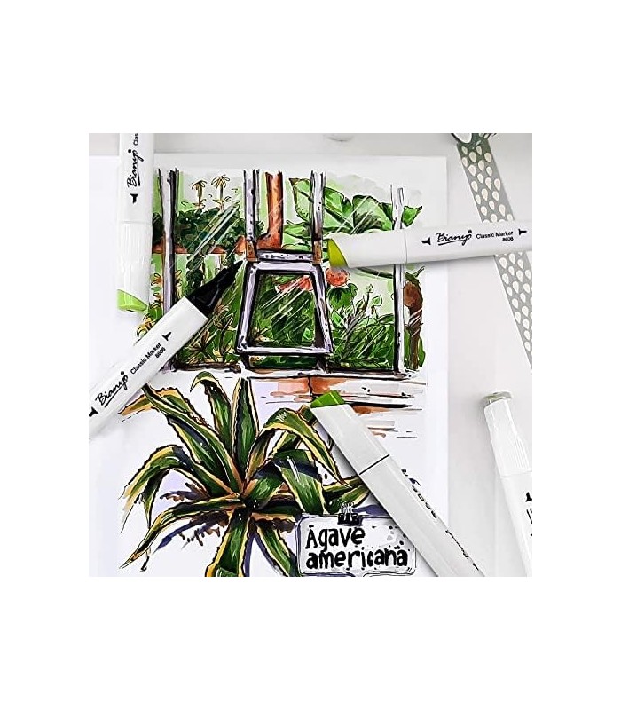 Conjunto de marcadores de álcool da série clássica Bianyo, pacote com 72, conjunto de marcadores de arte de bala e cinzel de pon