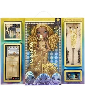 Rainbow Vision Rainbow Rainbow Divas- Meline Luxe (Gold Yellow) Posable Fashion Doll with 2 Outfits to Mix & Match + Vanity Play