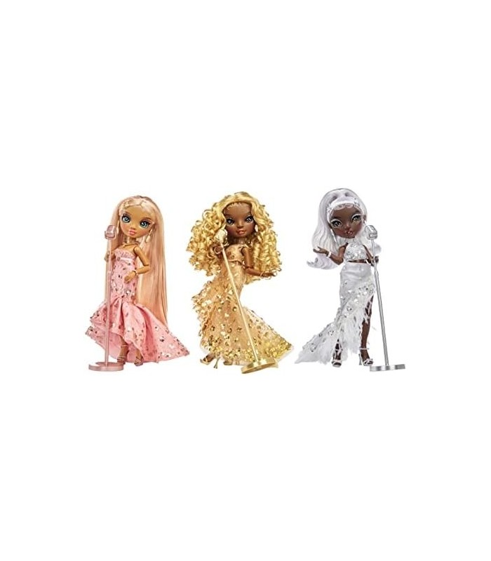 Rainbow Vision Rainbow Rainbow Divas- Meline Luxe (Gold Yellow) Posable Fashion Doll with 2 Outfits to Mix & Match + Vanity Play