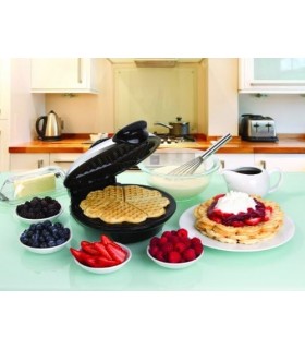 Euro Cuisine WM520 Máquina de waffles ecológica em forma de coração - placas antiaderentes sem PTFE e PFOA, prata