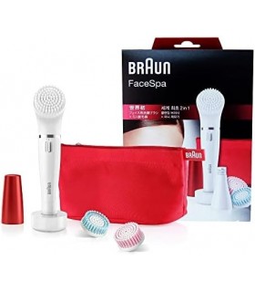 Braun FaceSpa 852 (edição japonesa) depiladora em miniatura feminina, depilação elétrica, com 2 escovas de limpeza facial, bolsa