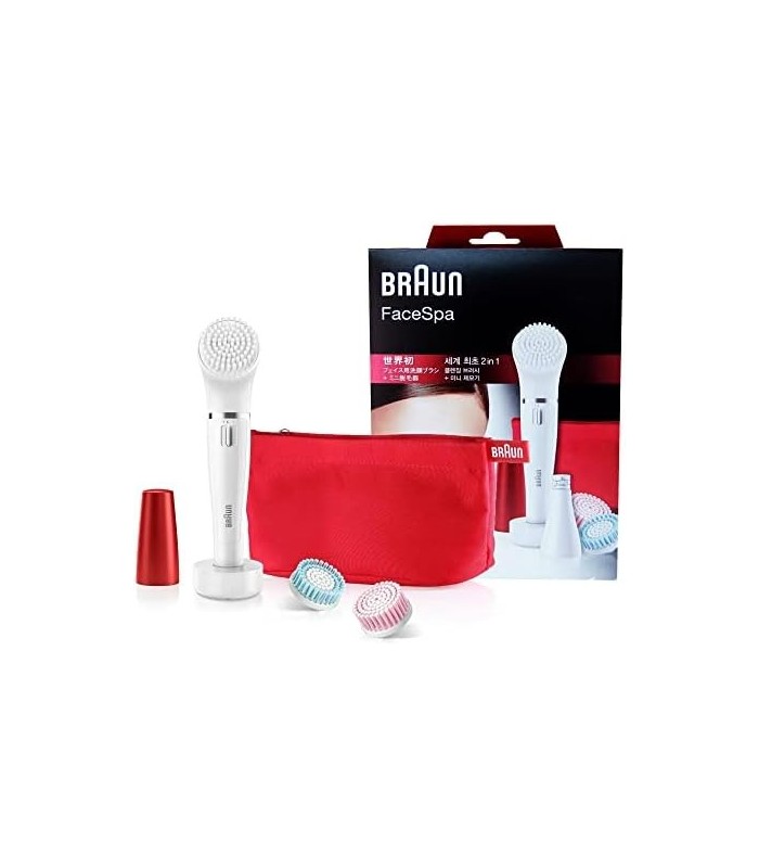 Braun FaceSpa 852 (edição japonesa) depiladora em miniatura feminina, depilação elétrica, com 2 escovas de limpeza facial, bolsa