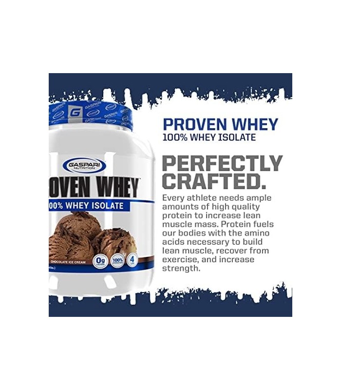 Gaspari Nutrition Proven Whey, 100% Isolado de Whey Hidrolisado, Proteína, Sem Lactose, Baixo Carboidrato e Baixo Açúcar (Sorvet