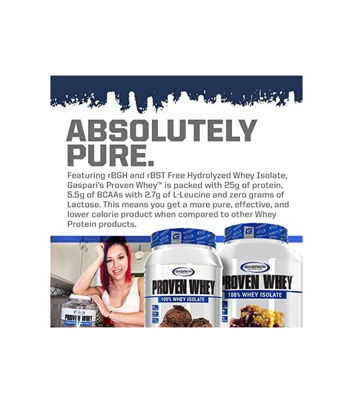 Gaspari Nutrition Proven Whey, 100% Isolado de Whey Hidrolisado, Proteína, Sem Lactose, Baixo Carboidrato e Baixo Açúcar (Sorvet