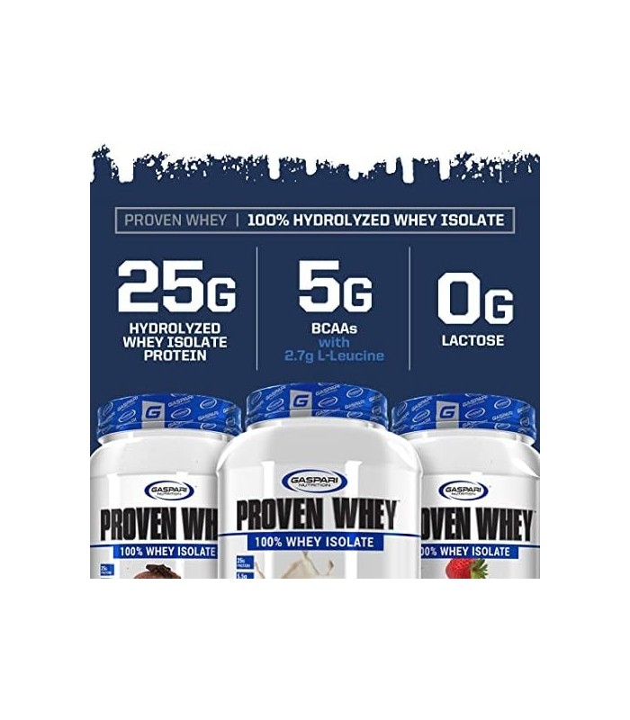 Gaspari Nutrition Proven Whey, 100% Isolado de Whey Hidrolisado, Proteína, Sem Lactose, Baixo Carboidrato e Baixo Açúcar (Sorvet