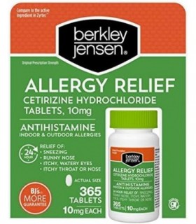 Berkley & Jense 10 mg Cloridrato de Cetirizina Comprimidos Anti-histamínicos, 365 unidades