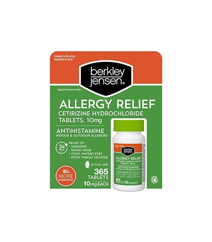Berkley & Jense 10 mg Cloridrato de Cetirizina Comprimidos Anti-histamínicos, 365 unidades