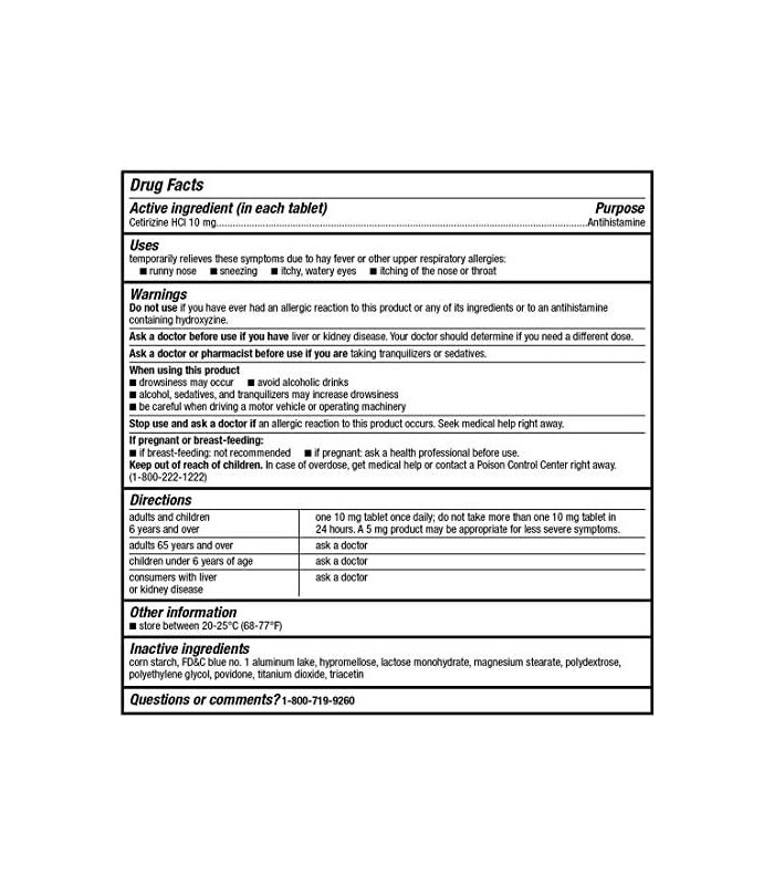 Berkley & Jense 10 mg Cloridrato de Cetirizina Comprimidos Anti-histamínicos, 365 unidades