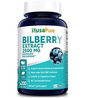 extrato de mirtilo 2500 mg 200 cápsulas vegetarianas (sem OGM e sem glúten)