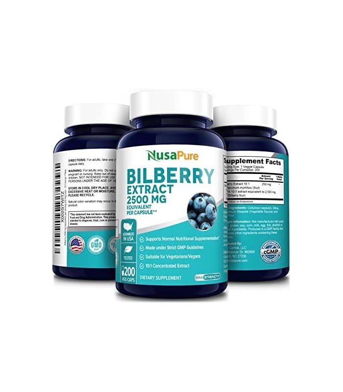 extrato de mirtilo 2500 mg 200 cápsulas vegetarianas (sem OGM e sem glúten)