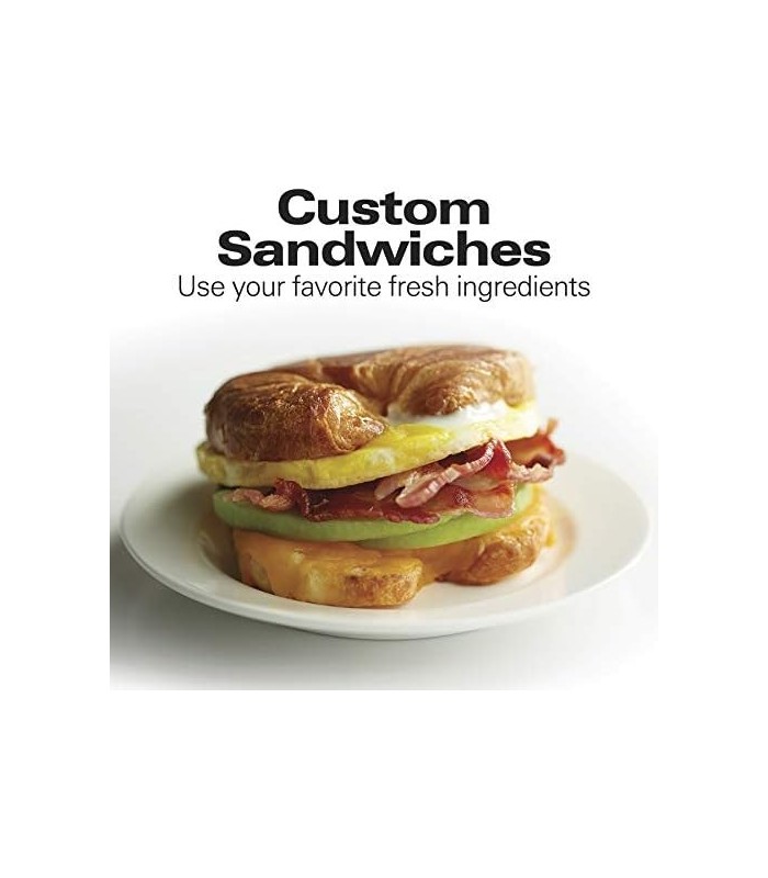 Hamilton Beach Breakfast Sandwich Maker com Egg Cooker Ring, Personalizar Ingredientes, Perfeito para Muffins Ingleses, Croissan