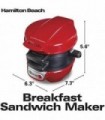 Hamilton Beach Breakfast Sandwich Maker com Egg Cooker Ring, Personalizar Ingredientes, Perfeito para Muffins Ingleses, Croissan