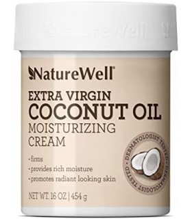 NATURE WELL 2.0 Extra Virgin Coconut Oil Creme Hidratante para Rosto e Corpo, Hidratação Intensa para Peles Sensíveis, 16 Oz