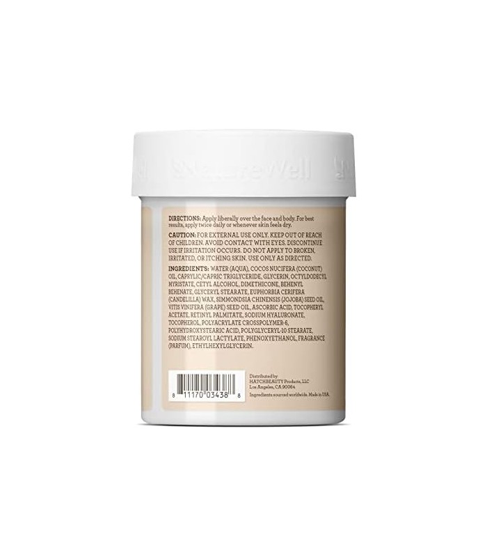 NATURE WELL 2.0 Extra Virgin Coconut Oil Creme Hidratante para Rosto e Corpo, Hidratação Intensa para Peles Sensíveis, 16 Oz