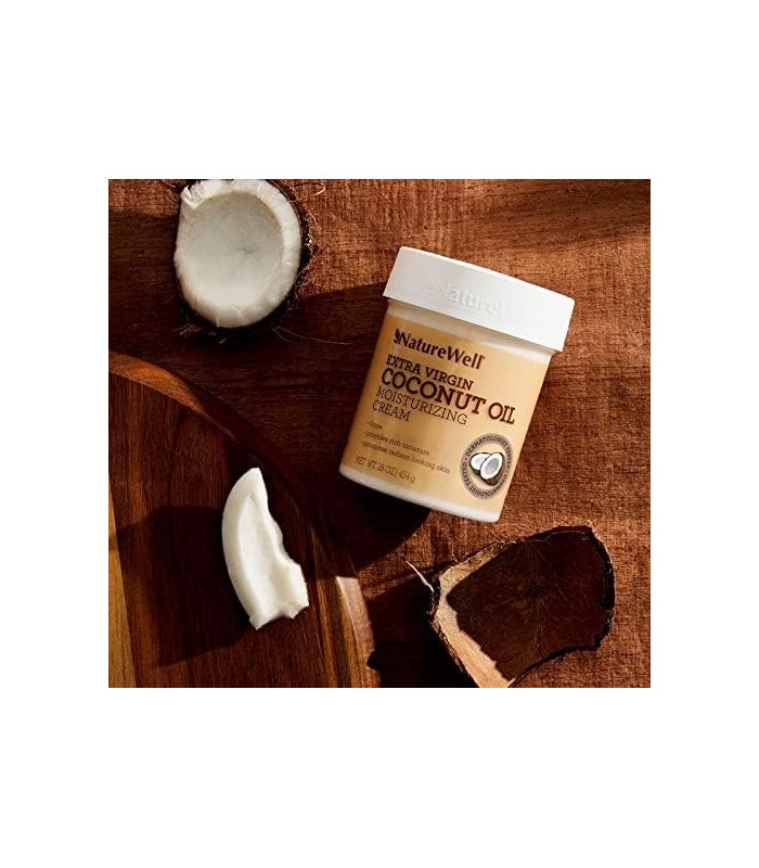 NATURE WELL 2.0 Extra Virgin Coconut Oil Creme Hidratante para Rosto e Corpo, Hidratação Intensa para Peles Sensíveis, 16 Oz