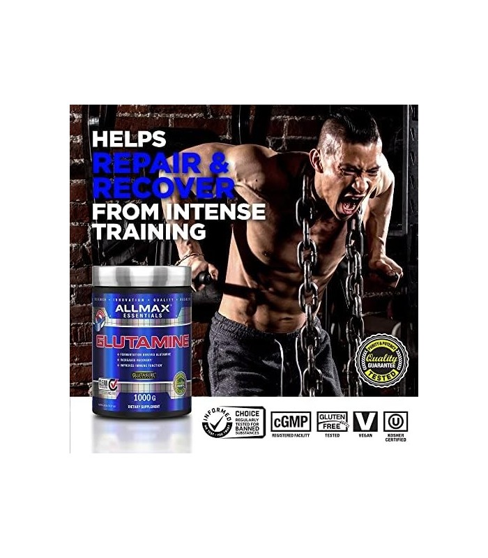 ALLMAX Nutrition L - Pó de Glutamina, Fórmula de Recuperação Muscular, Sem Glúten, Vegan, 400 Gramas