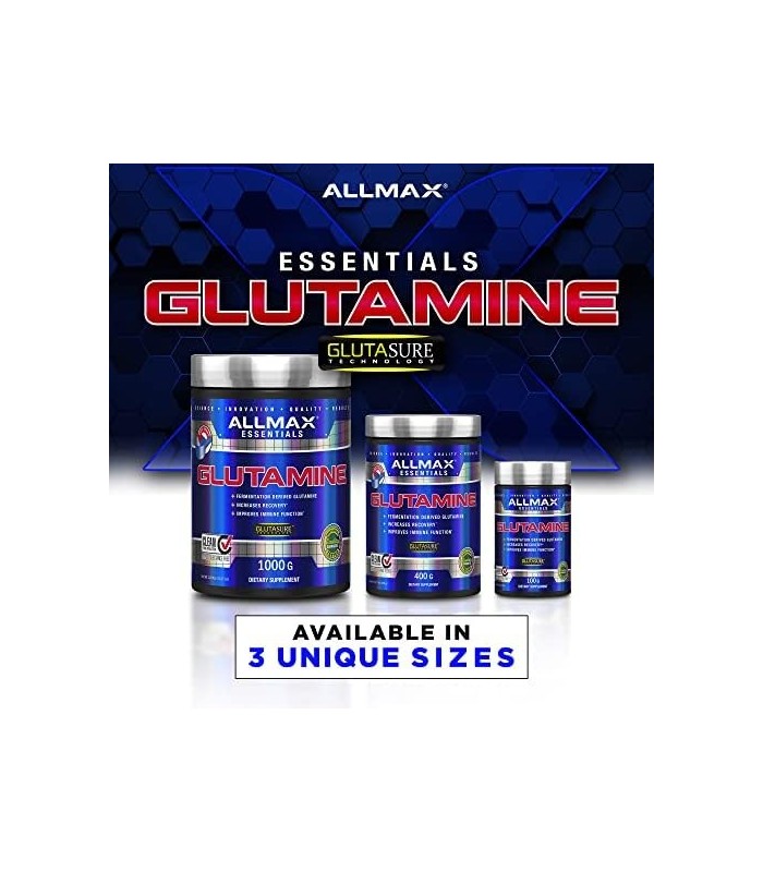 ALLMAX Nutrition L - Pó de Glutamina, Fórmula de Recuperação Muscular, Sem Glúten, Vegan, 400 Gramas