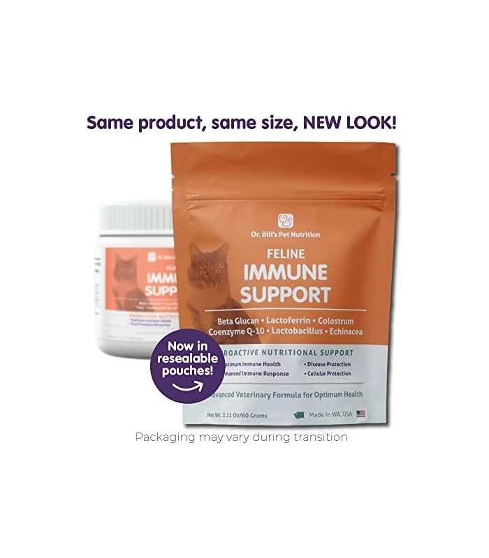 Dr. Suporte Imunológico Felino de Bill | Suplemento para animais de estimação | Suporte imunológico para gatos | Colostro para g