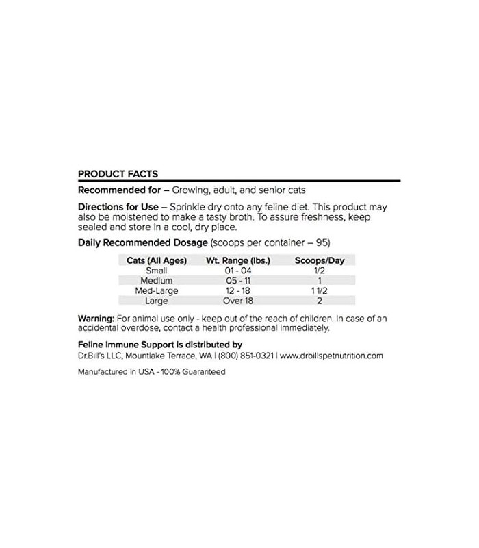Dr. Suporte Imunológico Felino de Bill | Suplemento para animais de estimação | Suporte imunológico para gatos | Colostro para g