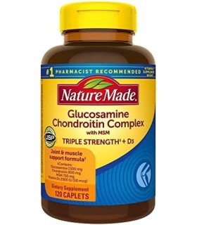 Nature Made Complexo Glucosamina Condroitina com MSM, Suplemento Alimentar para Apoio das Articulações, 120 Cápsulas, Fornecimen