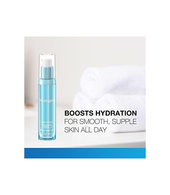 Neutrogena Hydro Boost Sérum Facial Ácido Hialurônico com Vitamina B5, Sérum Facial Hidratante para Pele Seca, Sem Óleo, Não Com