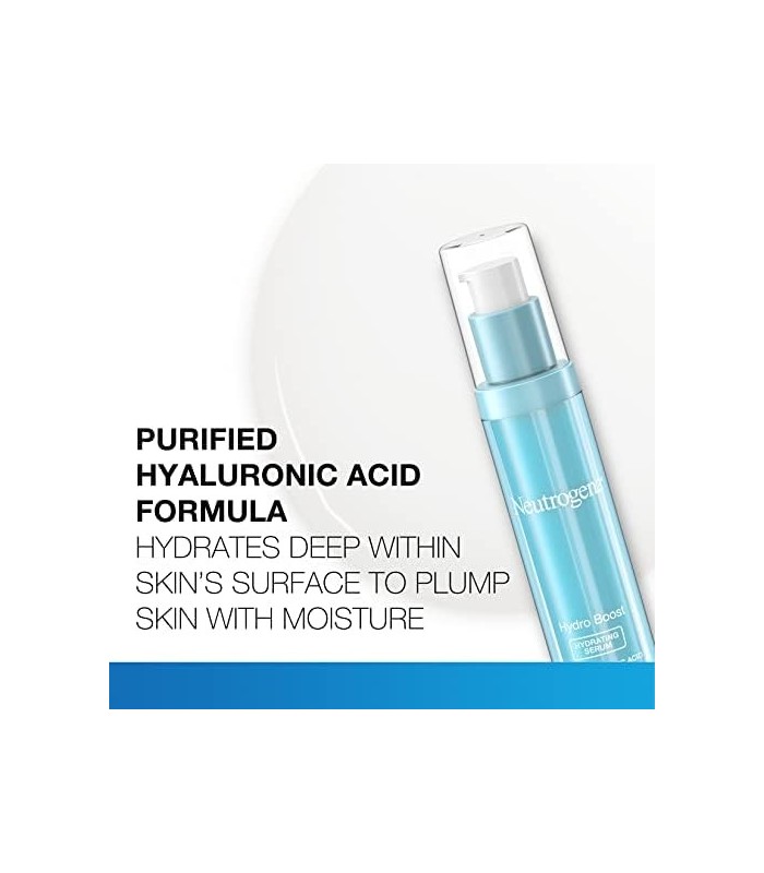 Neutrogena Hydro Boost Sérum Facial Ácido Hialurônico com Vitamina B5, Sérum Facial Hidratante para Pele Seca, Sem Óleo, Não Com