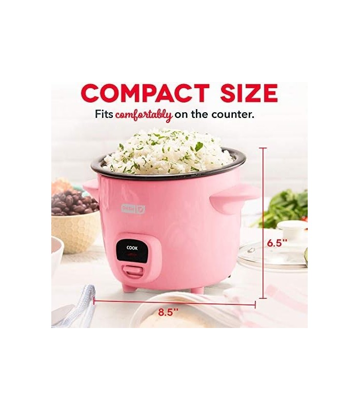 DASH Mini panela de arroz a vapor com panela antiaderente removível, função manter quente e guia de receitas, 2 xícaras, para so