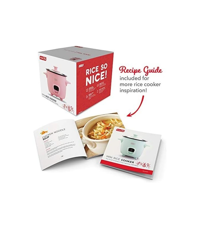 DASH Mini panela de arroz a vapor com panela antiaderente removível, função manter quente e guia de receitas, 2 xícaras, para so