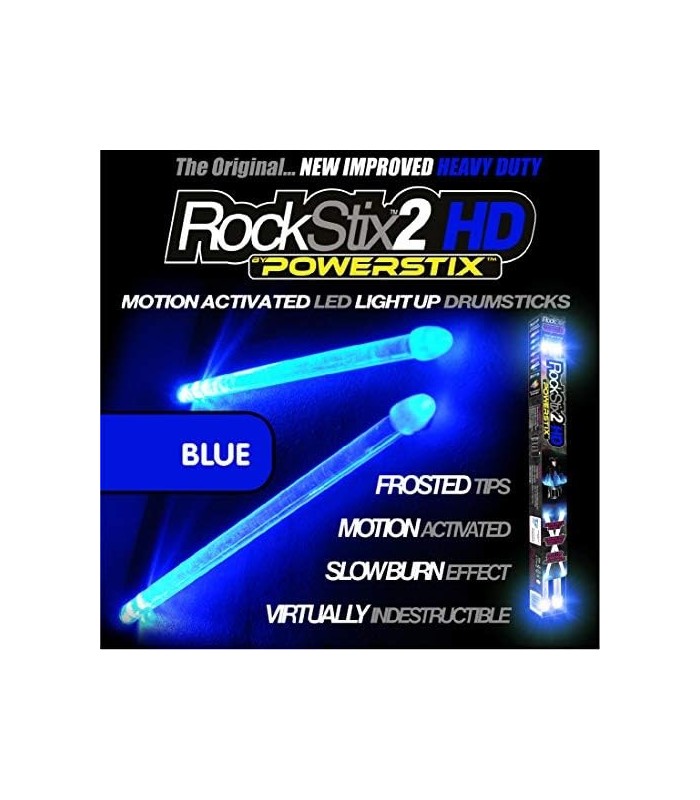 ROCKSTIX 2 HD AZUL, BAQUETAS DE LED UP, com efeito de desvanecimento, incendeie seu! (BLUE ROCKSTIX)