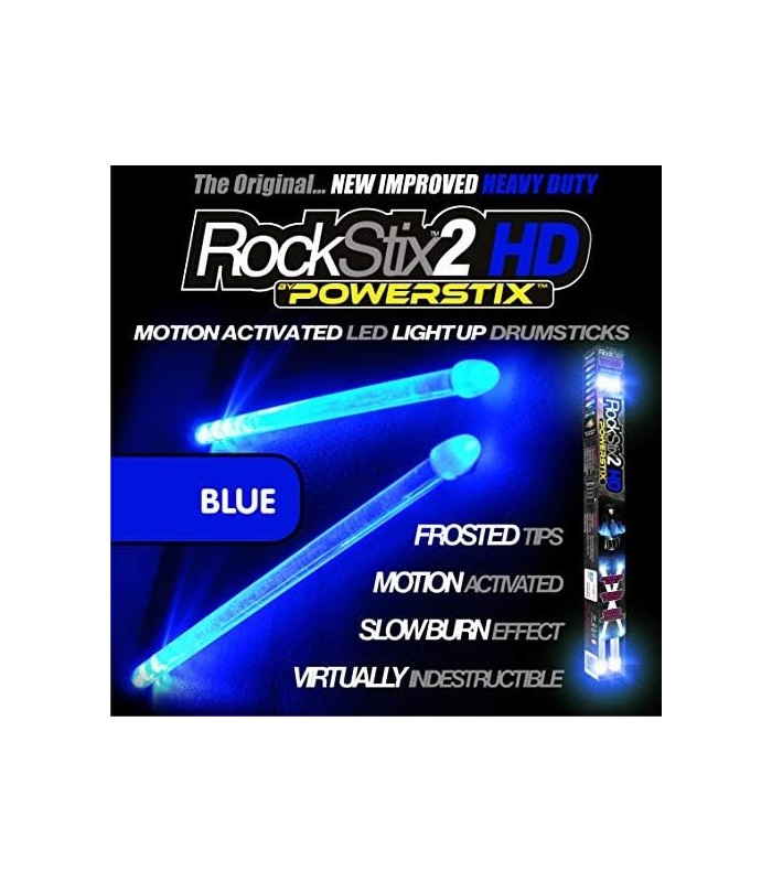 ROCKSTIX 2 HD AZUL, BAQUETAS DE LED UP, com efeito de desvanecimento, incendeie seu! (BLUE ROCKSTIX)