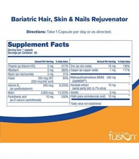 Bariatric Fusion ONE Por Dia Bariatric Hair, Skin & Nails REJUVENATOR | para pacientes de cirurgia bariátrica, incluindo bypass