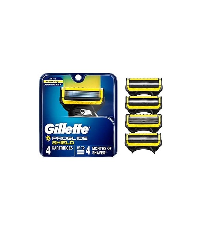 Recargas de lâmina de barbear Gillette ProGlide Shield Mens, 4 unidades, escudos contra irritação da pele