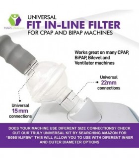 Filtro em linha de ajuste universal para máquinas CPAP e BiPAP - Filtros para purificar sua experiência CPAP - Pacote com 3