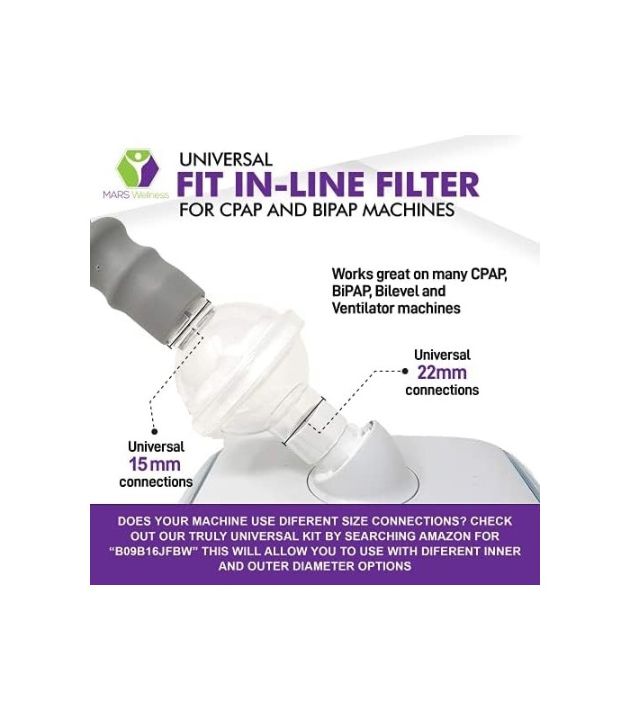 Filtro em linha de ajuste universal para máquinas CPAP e BiPAP - Filtros para purificar sua experiência CPAP - Pacote com 3