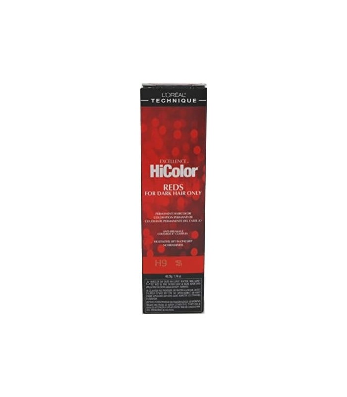 Tubo Loreal Excellence Hicolor H09 Red Hot 1,74 onças (51 ml) (Pacote com 6)