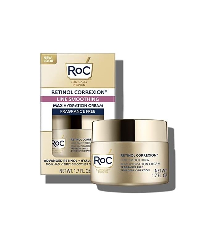 RoC Retinol Correxion Max Hydration Anti-Aging Hidratante Facial Diário com Ácido Hialurônico, Sem Fragrância, Cuidados com a Pe