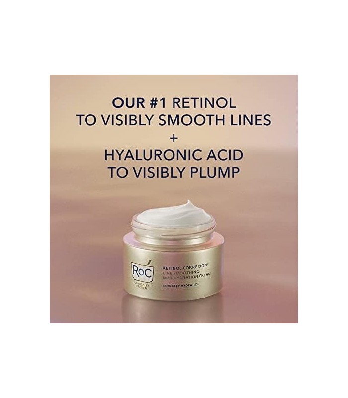 RoC Retinol Correxion Max Hydration Anti-Aging Hidratante Facial Diário com Ácido Hialurônico, Sem Fragrância, Cuidados com a Pe