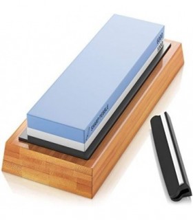 Sharp Pebble Premium Whetstone Knife Sharpening Stone 2 Side Grit Waterstone- Whetstone Knife Sharpener- NonSlip Bamboo Base & A